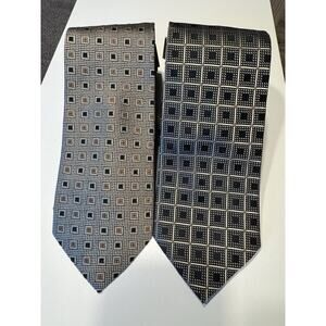 Peacock Silk Ties Set of Two Geometric Shaped 57” NWT